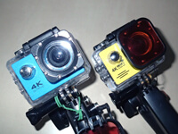 水中色補正フィルター付き水中アクションカメラ